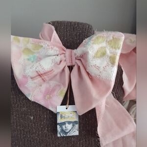 Upcycled Pink Lace Bow Neck Accessory